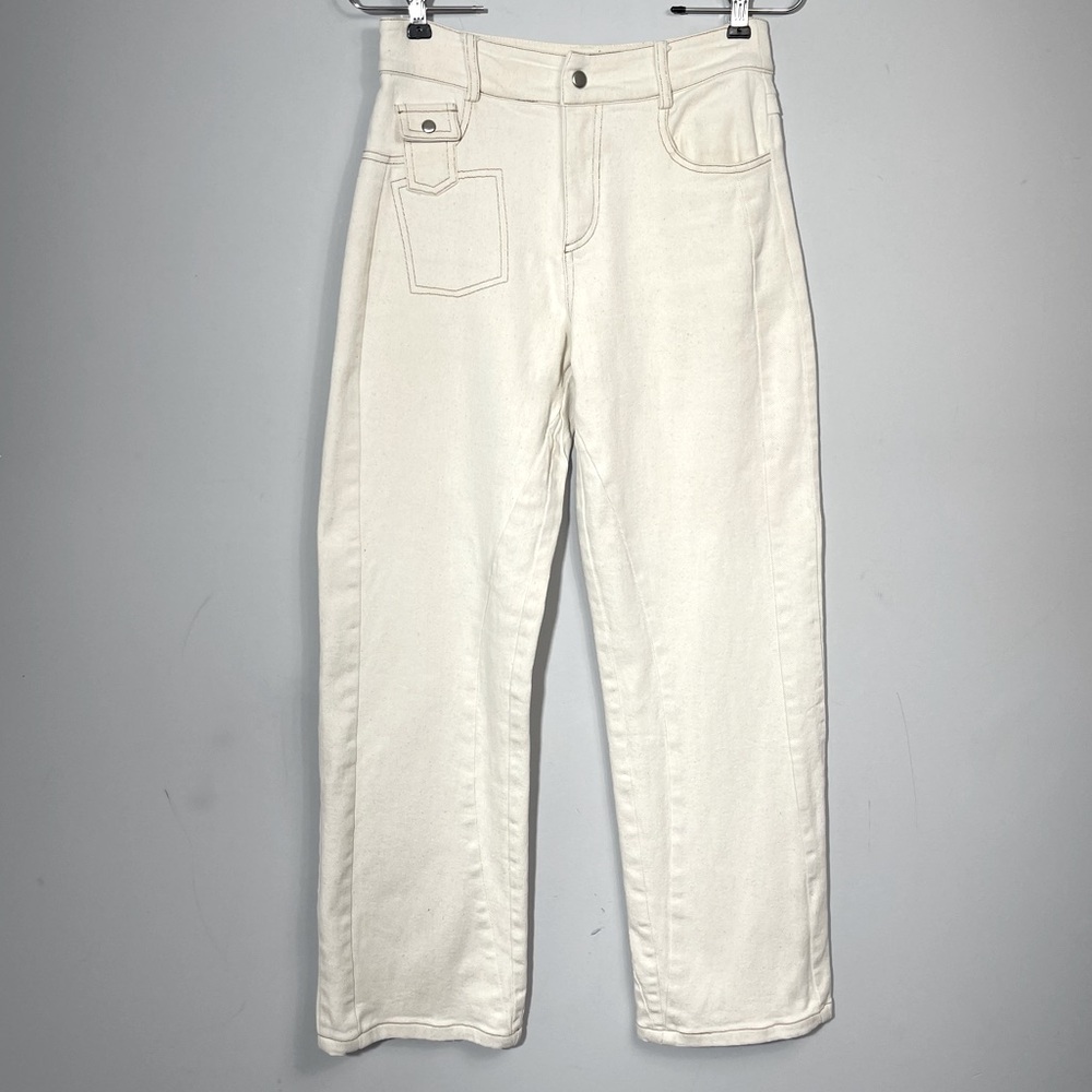I.AM.GIA. Straight Leg Jeans Size S Off White Cream Ecru Faux Back Pockets - Picture 8 of 16
